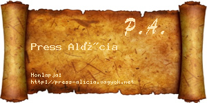 Press Alícia névjegykártya